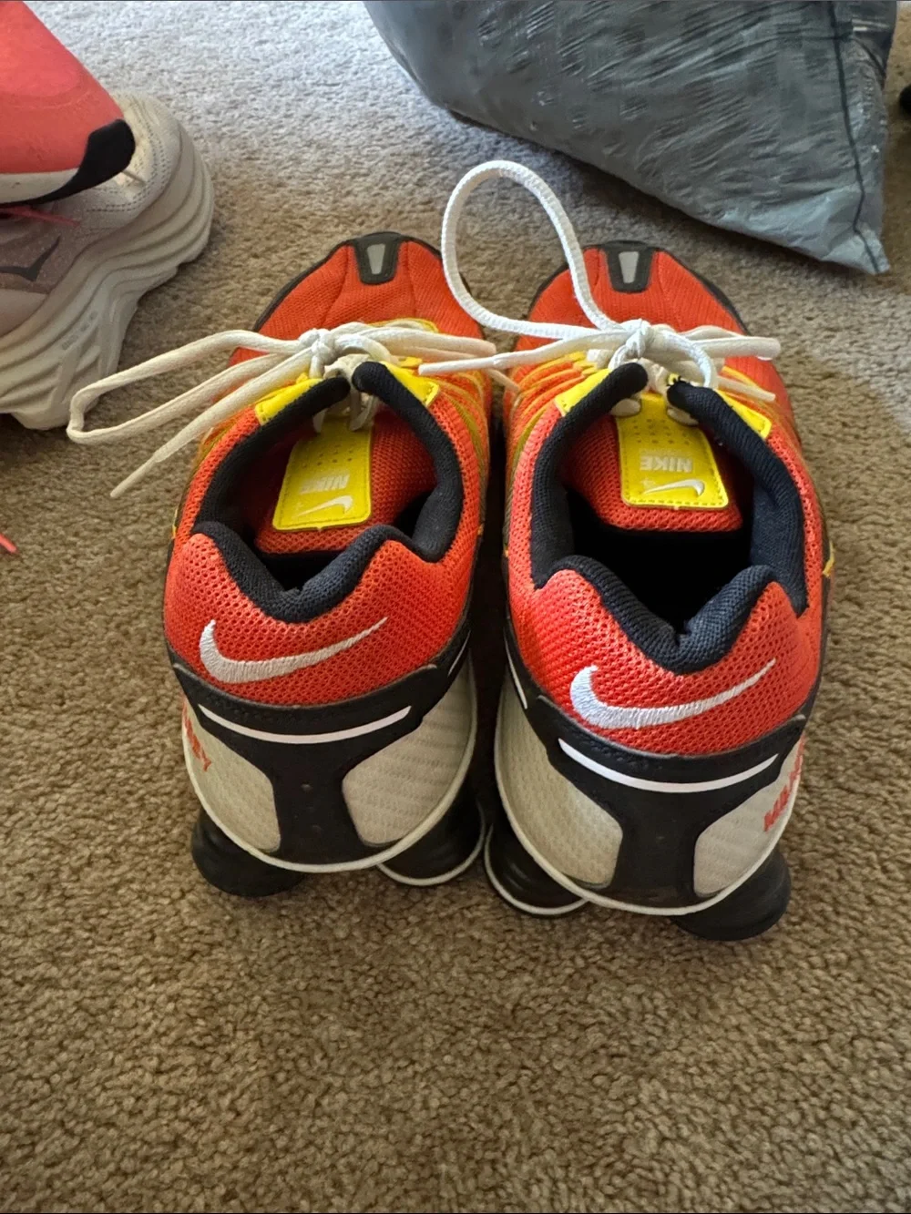 Nike shox men’s  Orange and Yellow Mesh Sneakers running rare Id custom